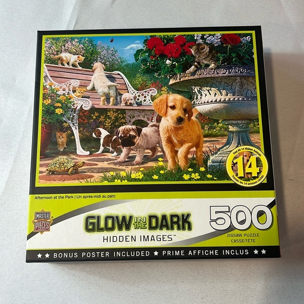 Puppy and Kitten Glow in the Dark 500 Piece Jigsaw Puzzle